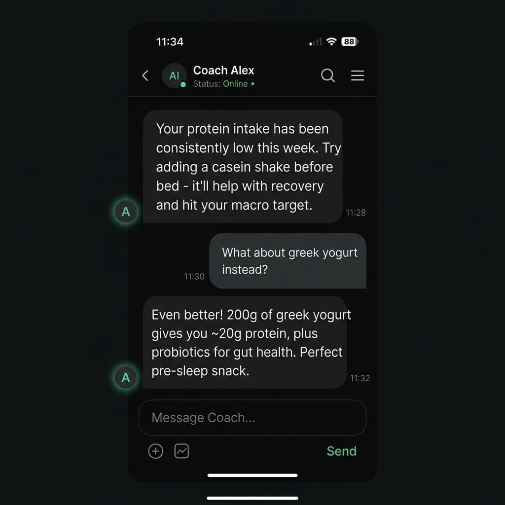 AI coach chat with personalized nutrition advice